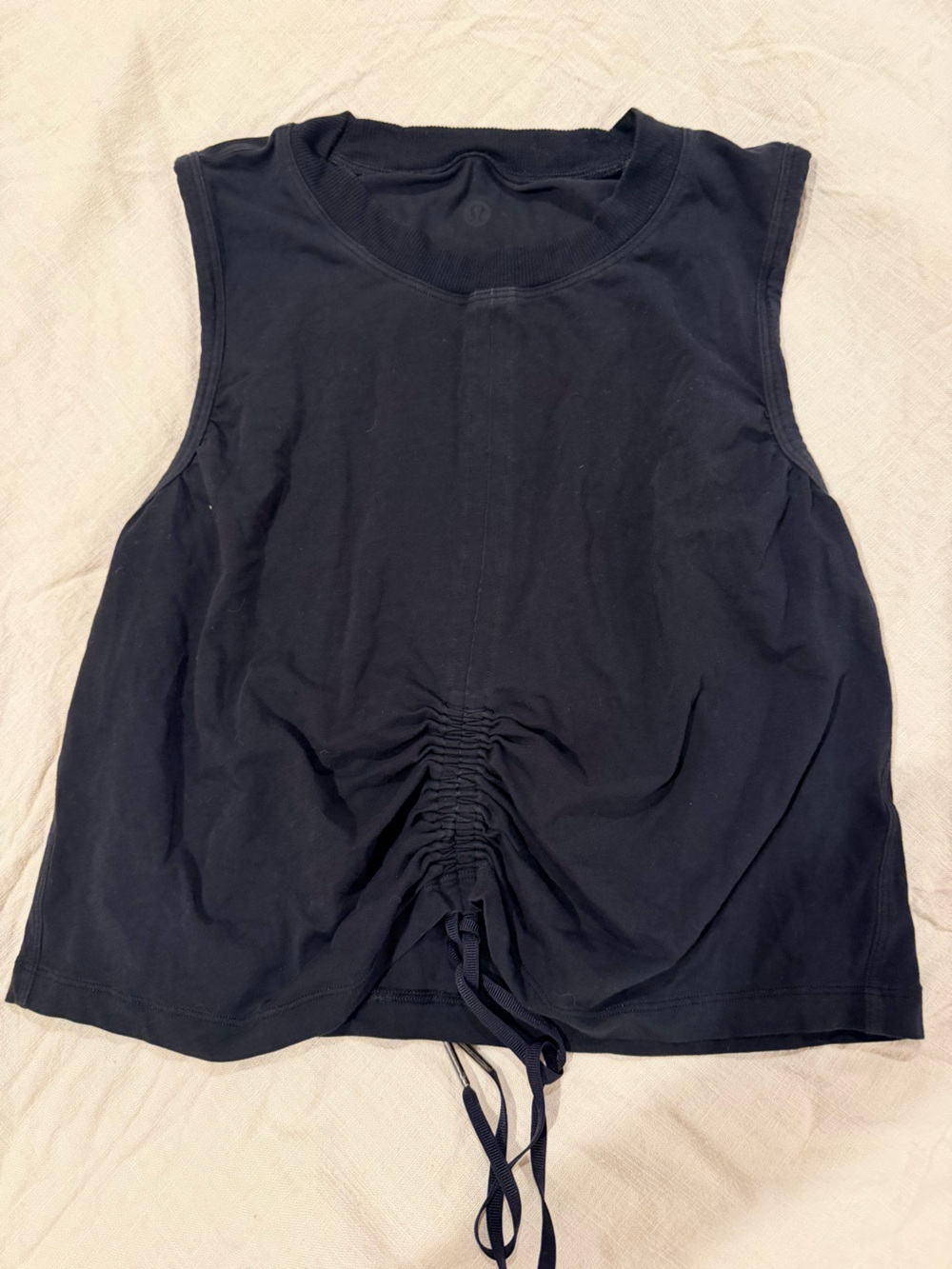 lululemon athletica Black Sleeveless Ruched Front Tank